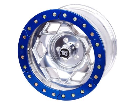 17x9 Inch Aluminum Beadlock Wheel JK 5 On 5.00 Inch W 3.75 Inch Back Space Red Segmented Ring Trail Gear